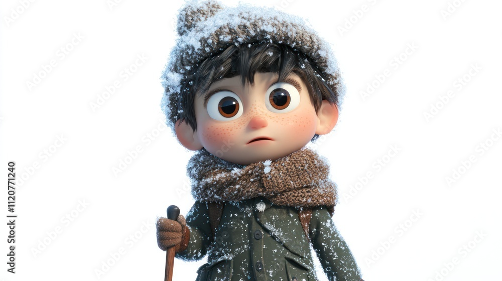 A young boy in winter attire with a snowy background. A young boy in winter attire with a snowy background.