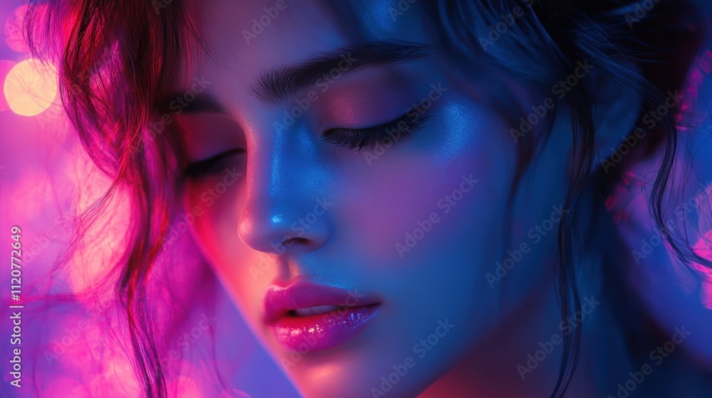 Portrait of a Beautiful Young Woman with Radiant Skin and Dreamy Lights in Impressionistic Style Portrait of a Beautiful Young Woman with Radiant Skin and Dreamy Lights in Impressionistic Style