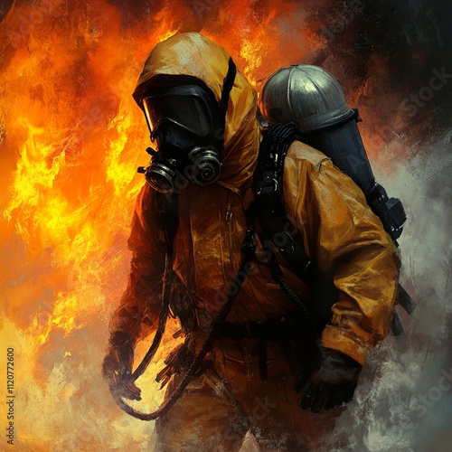 Firefighter in Action: A Courageous Battle Against the Inferno photo