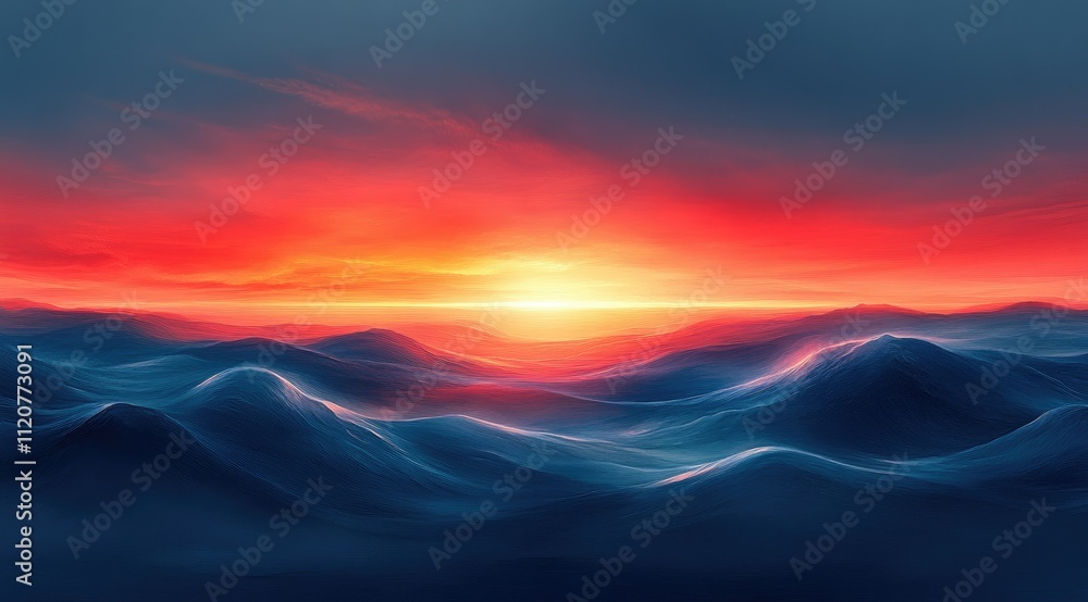 Vibrant sunset over a dramatic, undulating landscape. Vibrant sunset over a dramatic, undulating landscape.