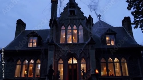 house with halloween decoration is very cool