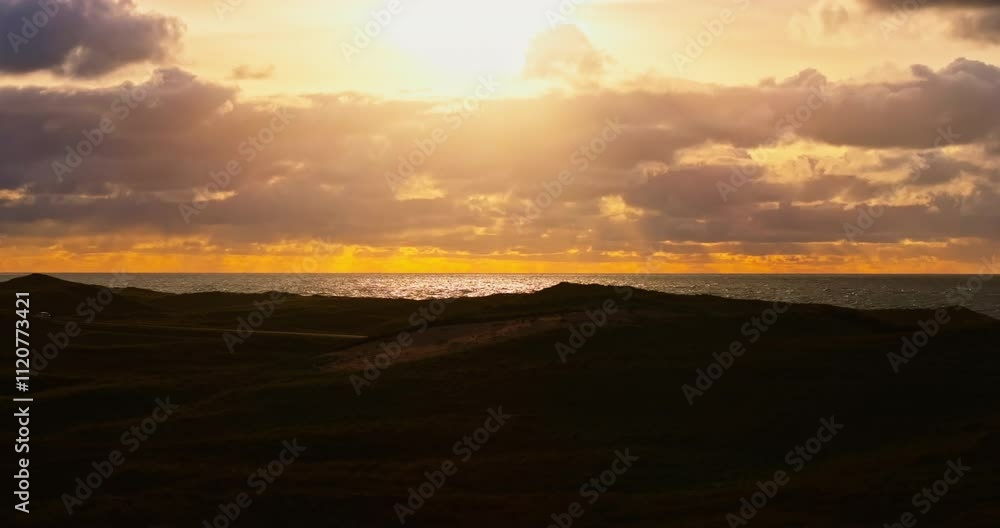 Blazing Sunset Sky Meeting The Calm Seas Of Vesterhavet Blazing Sunset Sky Meeting The Calm Seas Of Vesterhavet