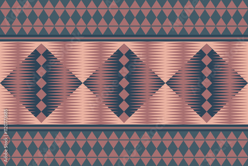 1.	Seamless Ethnic Pattern Texture. Navajo Geometric Print, Rustic Decorative Ornament. Abstract Geometric Pattern. Native American Pattern Ornament for the design of Clothing