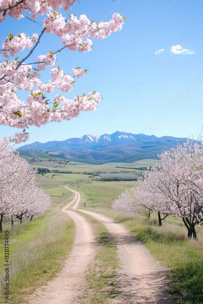 Cherry Blossom Pathway in the Countryside Cherry Blossom Pathway in the Countryside