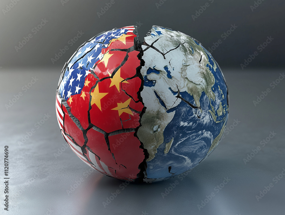 earth split by China and US earth split by China and US