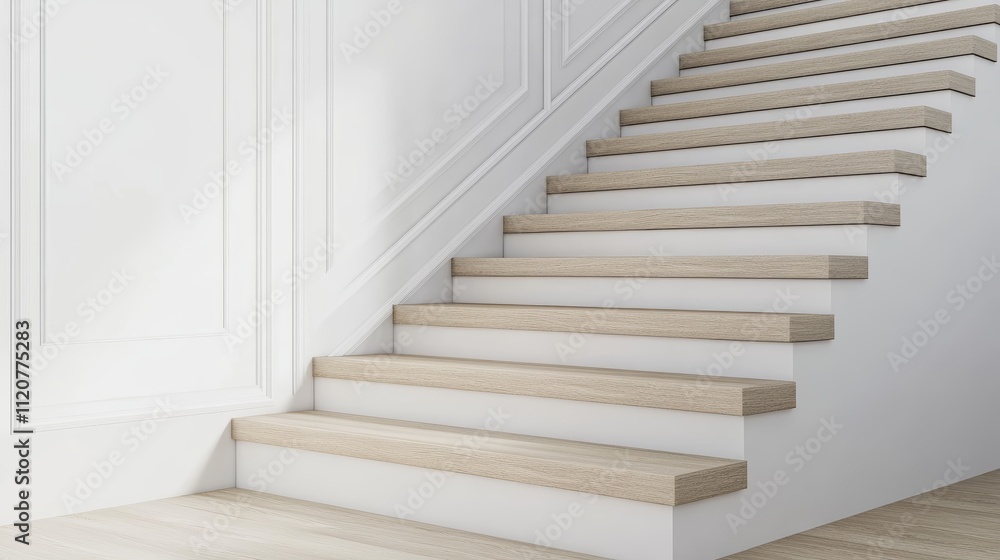 Modern Beige Wooden Staircase Interior Design White Walls Minimalist Home Architecture Modern Beige Wooden Staircase Interior Design White Walls Minimalist Home Architecture