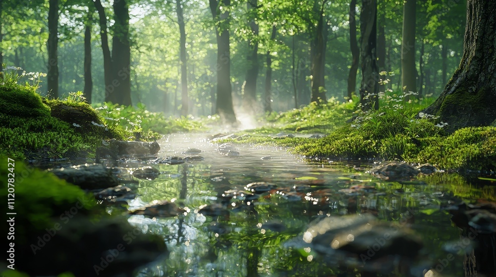 A forest floor after rain, with subtle steam rising from moss-covered rocks, bathed in dappled sunlight, reflecting the moisture and life that thrive in the rich, natural environment. A forest floor after rain, with subtle steam rising from moss-covered rocks, bathed in dappled sunlight, reflecting the moisture and life that thrive in the rich, natural environment.