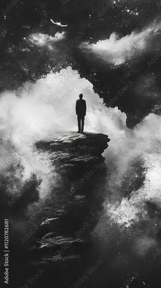 Obraz premium Solitude: A Black and White Surreal Landscape