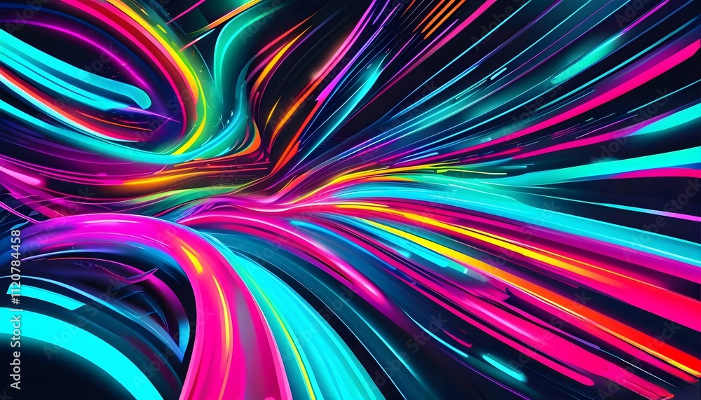 Abstract colorful background with rays featuring a psychedelic design full of light, pattern, and motion in vibrant shades of pink, blue, yellow, and green Abstract colorful background with rays featuring a psychedelic design full of light, pattern, and motion in vibrant shades of pink, blue, yellow, and green