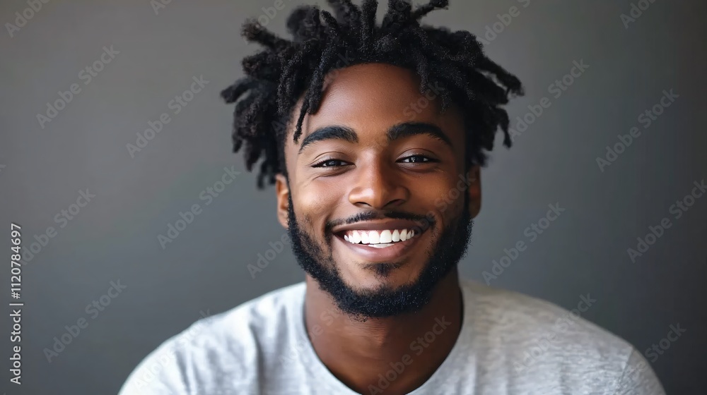 Portrait of a smiling young African American man exuding positivity and confidence, ideal for marketing campaigns, lifestyle blogs, or self-care promotions. Portrait of a smiling young African American man exuding positivity and confidence, ideal for marketing campaigns, lifestyle blogs, or self-care promotions.