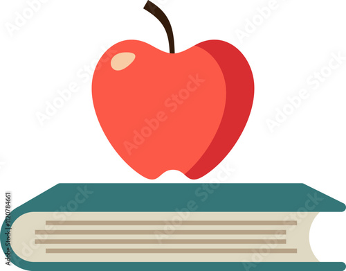 Apple Book Teacher Day School Theme Vector Element