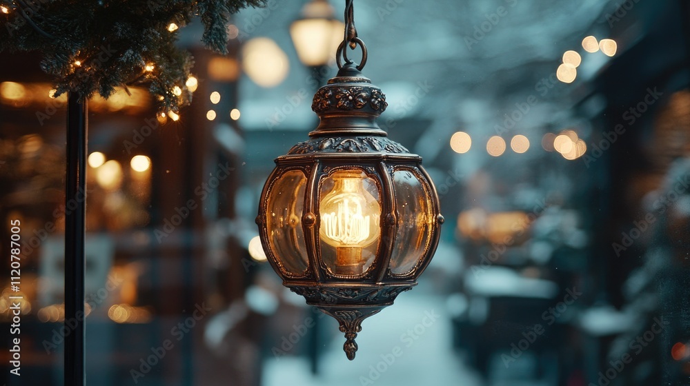 Enchanted Winter Lantern Glow: A Festive Night Scene Enchanted Winter Lantern Glow: A Festive Night Scene