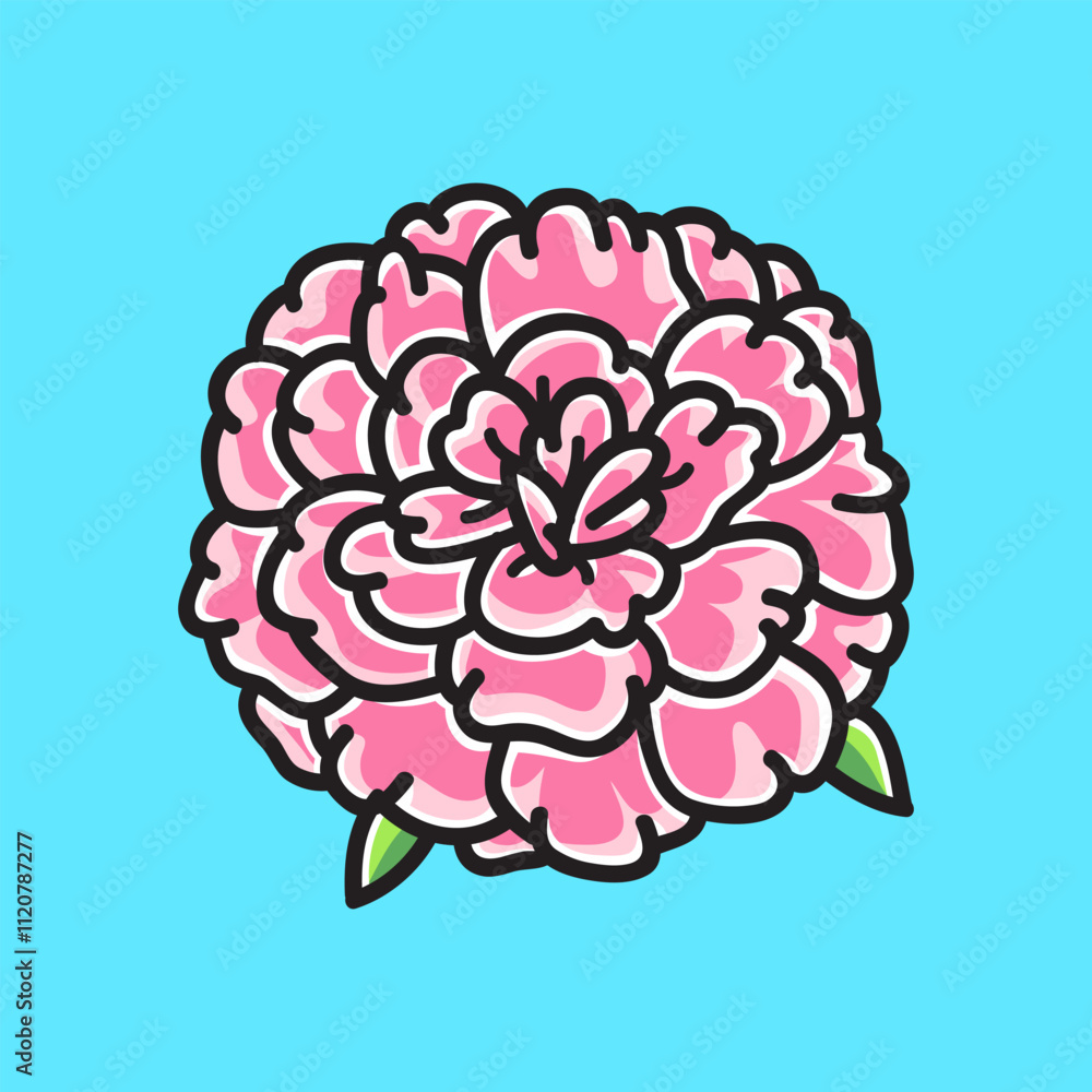 Pink Marigold Flower Vector Cartoon Illustration. Botanical Icon Concept Isolated Premium Vector. Flat Cartoon Concept. Cute Doodle Cartoon Illustration Style. Suitable for Any Project Pink Marigold Flower Vector Cartoon Illustration. Botanical Icon Concept Isolated Premium Vector. Flat Cartoon Concept. Cute Doodle Cartoon Illustration Style. Suitable for Any Project