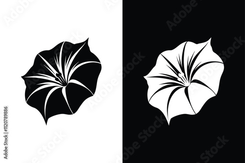 Charming Simplicity. Morning Glory Silhouette Illustrations for Floral and Design Excellence