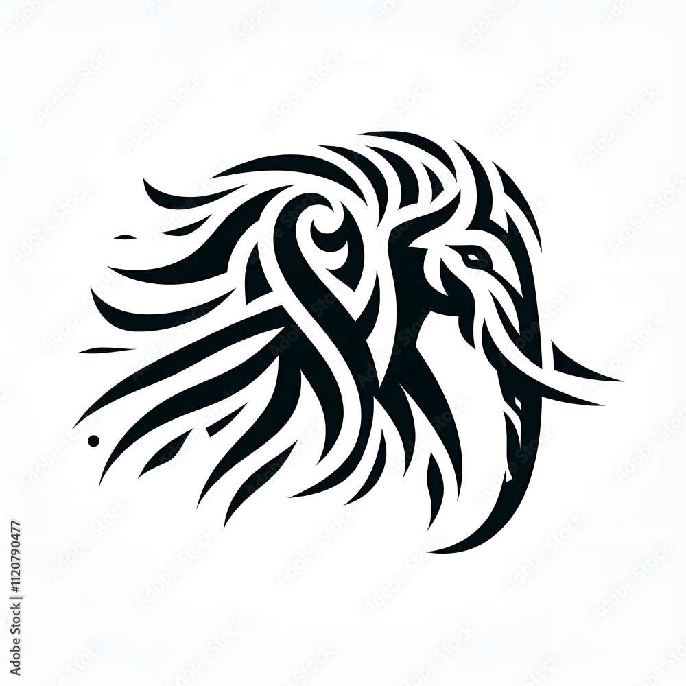 Obraz premium An artistic depiction of an elephant using intricate tribal patterns.