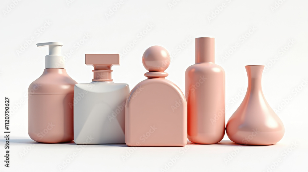 Elegant Pastel Pink Cosmetic Bottles Illustration - Natural Beauty Product Design Set for Skincare and Wellness Branding Elegant Pastel Pink Cosmetic Bottles Illustration - Natural Beauty Product Design Set for Skincare and Wellness Branding