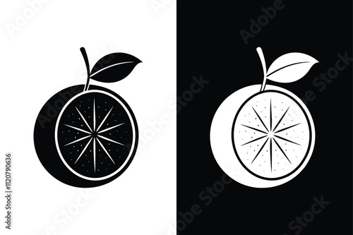 Minimalist Charm. Orange Icon in Flat Design for Black and White Themes photo