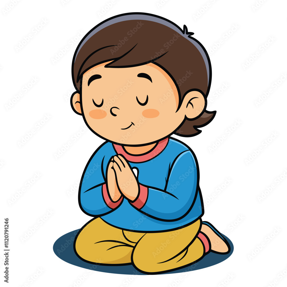 Printable Coloring Page Featuring a Praying Child in Isolation Printable Coloring Page Featuring a Praying Child in Isolation