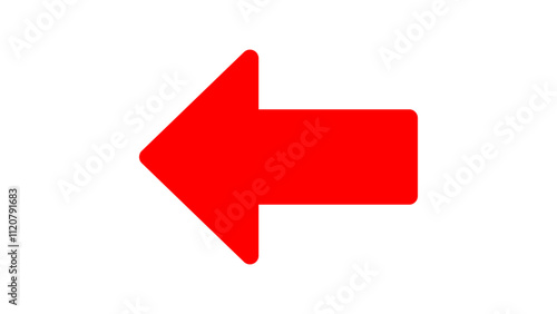 Graphic single vector editable red arrow. Isolated Left pointing arrow icon. direction, position symbol.