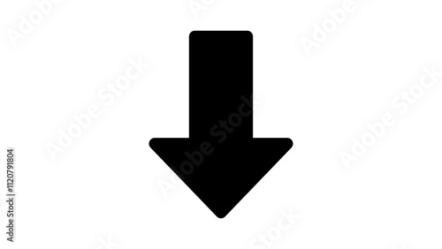 Graphic single vector editable black arrow. Isolated Down pointing arrow icon. direction, position symbol.
