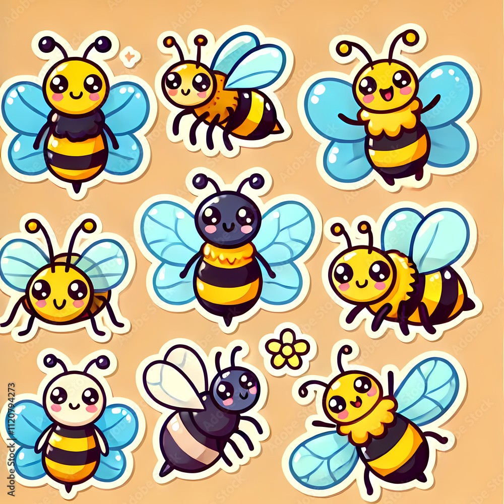 Obraz premium Cute pre-school animal sets, vector illustraions, patterns, fish, lizards, cows farm animals, pigs, bees, birds, gecko, lady bugs, wolves, jellyfish, insects. stickers for kids and pre-school 