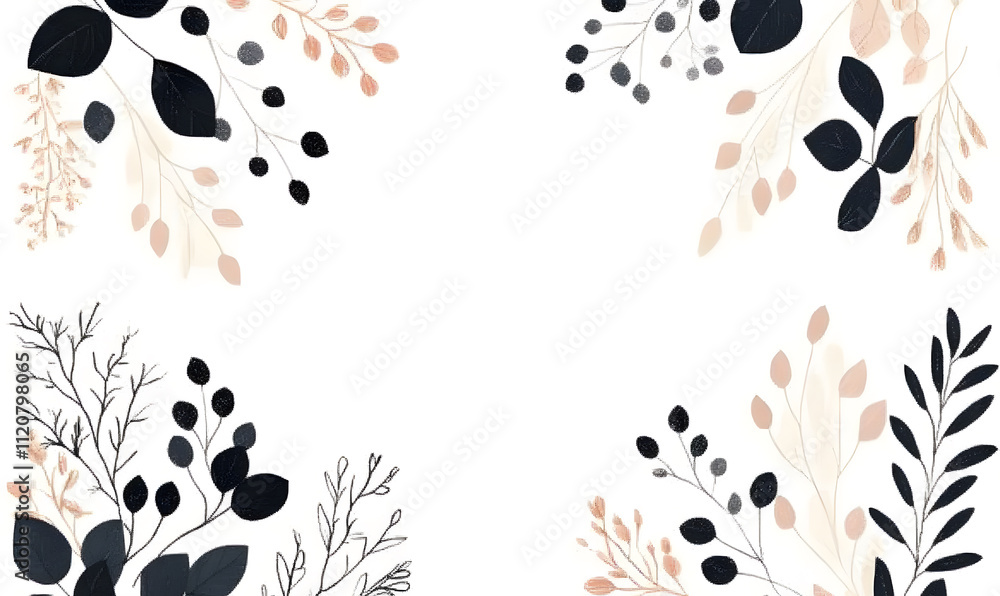 Fototapeta premium Creative 2D Doodle Floral Illustrations Text Space for Versatile Designs, Greeting Cards, Invitations