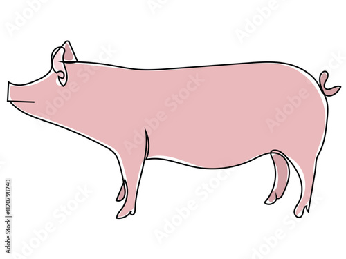 Pig in continuous line style and can be edited later