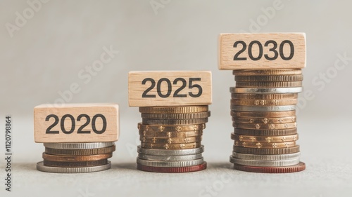 Wallpaper Mural Financial Growth and Future Planning Concept with Wooden Blocks Torontodigital.ca