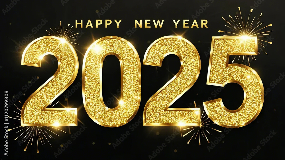 golden on New Year 2025 background with fireworks. Celebration New Golden fireworks golden on New Year 2025 background with fireworks. Celebration New Golden fireworks