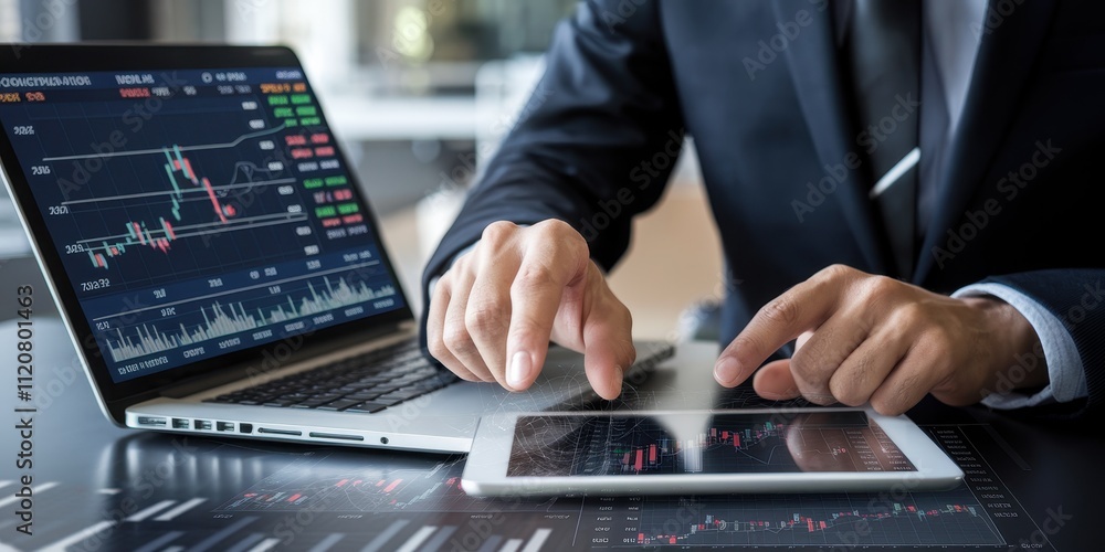 Analyzing Financial Data on Laptop and Tablet