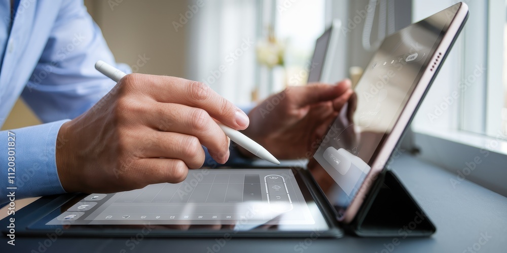 Businessman Using Digital Tablet for Work or Business Businessman Using Digital Tablet for Work or Business