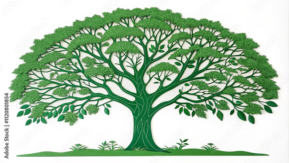A large green tree with many branches and leaves A large green tree with many branches and leaves