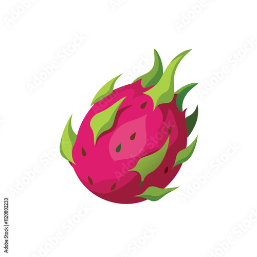  Dragon fruit isolated flat vector illustration on white background