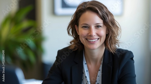 Smiling businesswoman in a professional setting. (2)