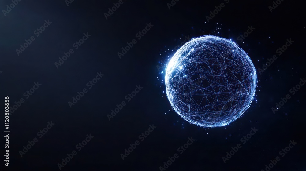 A glowing sphere with interconnected lines representing data networks. A glowing sphere with interconnected lines representing data networks.