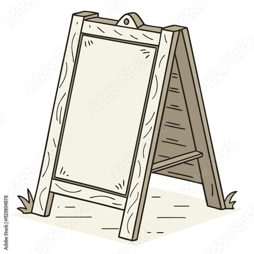 Blank Menu outdoor wooden stand isolated on white background