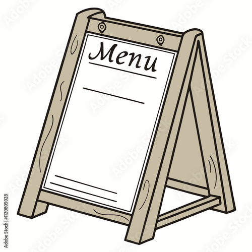 Blank Menu outdoor wooden stand isolated on white background