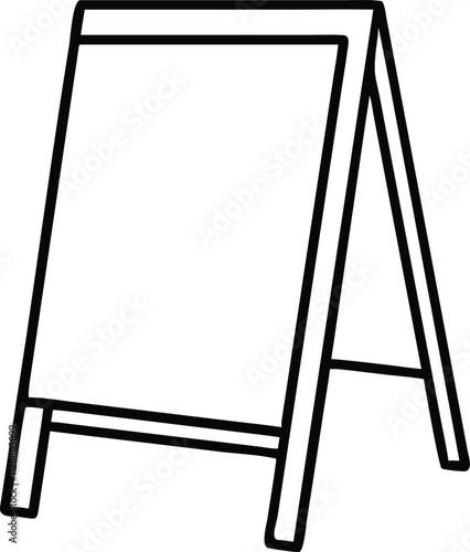 Blank Menu outdoor wooden stand line art vector isolated on white background