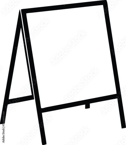 Blank Menu outdoor wooden stand line art vector isolated on white background