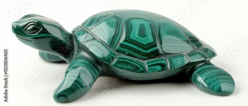 Malachite turtle figurine, carved stone animal. photo