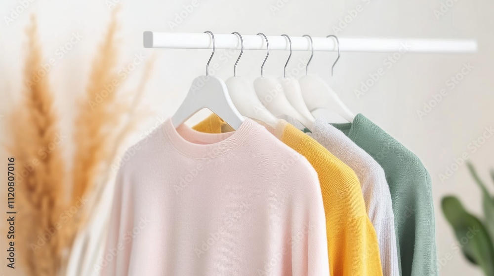 Obraz premium Indoor retractable clothesline system in a modern home setting.