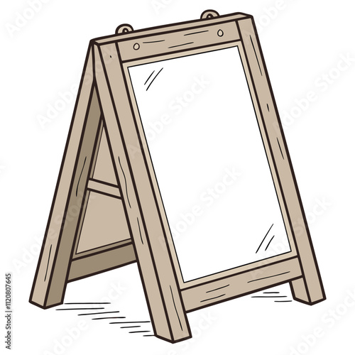 Blank Menu outdoor wooden stand isolated on white background