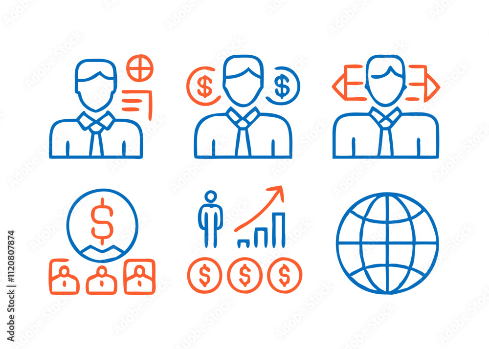 Business Icon Set featuring People in Various Roles and Occupations Business Icon Set featuring People in Various Roles and Occupations