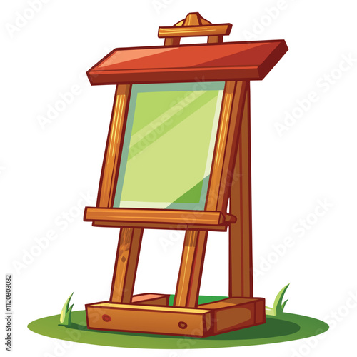 Blank Menu outdoor wooden stand vector isolated on white background.