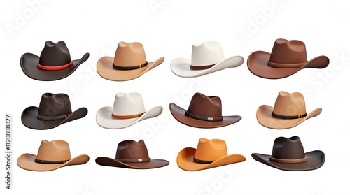 Collection of Cowboy Hats with Transparent Background for Design and Overlay