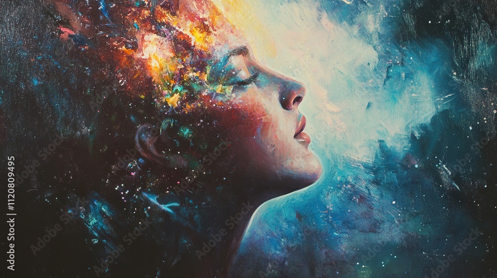 Cosmic Woman: A Dreamlike Surreal Portrait Painting Cosmic Woman: A Dreamlike Surreal Portrait Painting