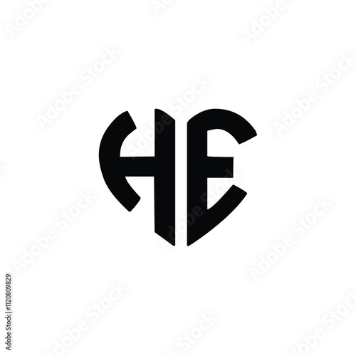 HE monogram logo design letter text name symbol monochrome logotype alphabet character simple logo