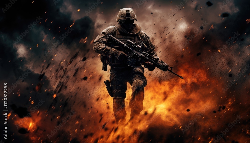 Soldier walking design on transparent background Soldier walking design on transparent background