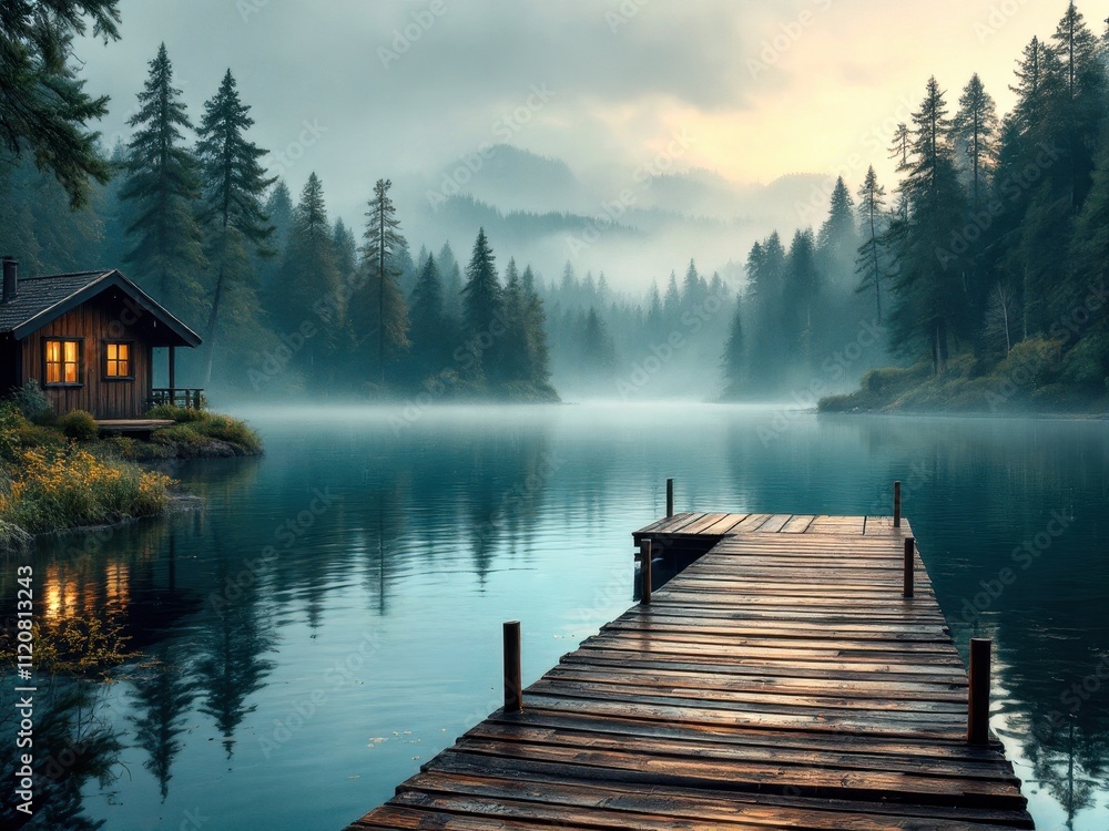 Serene lakeside landscape art for nature inspiration and tranquility decor Serene lakeside landscape art for nature inspiration and tranquility decor