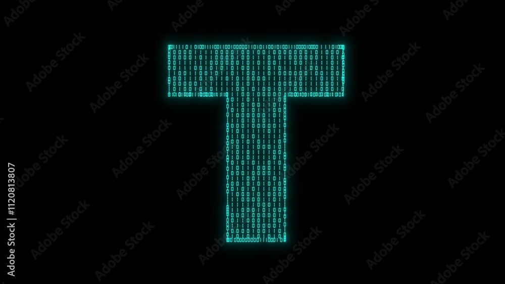 Letter T Digital of binary code, security data protection, Private secure safety Letter T Digital of binary code, security data protection, Private secure safety